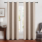 MIULEE 100% Blackout Linen Texture Curtains Soild Thermal Insulated Natural by MIULEE