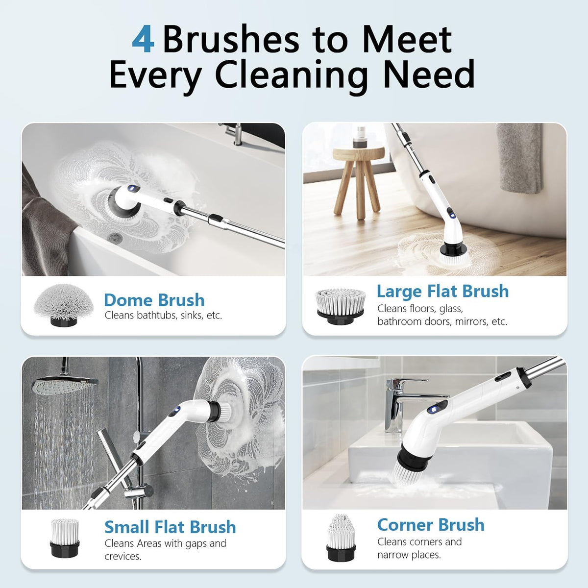 Electric Spin Scrubber, Cordless Cleaning Brush for Bathroom,Home