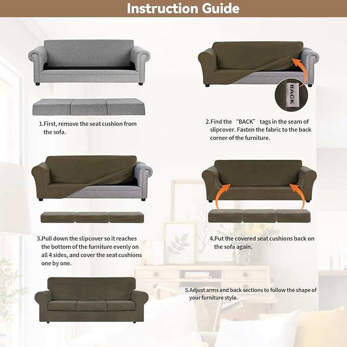 WEERRW 4 Pieces Velvet High Stretch Couch Covers - Image 6