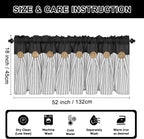 ASPMIZ Cotton Linen Kitchen Valance Curtains, Boho Rustic Button Linen Valances for Windows Farmhouse, Black with Grey Stripe Valance Window Topper Treatment Window Valances for Bathroom, 52 x 18 Inch