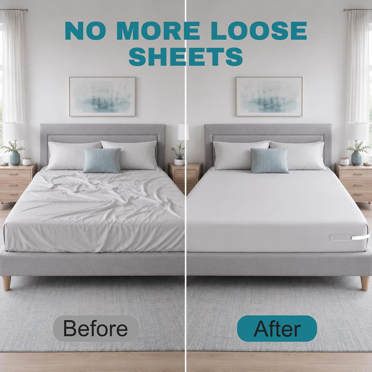Bed Sheet Holders for Corners, 4PCS Lock Sheet Holders Keep Sheets Firm & Tight, Heavy Duty Non-Slip Fitted Sheet Holders, Easy Install Sheet Grippers, Universal Fit for All Mattress Sizes