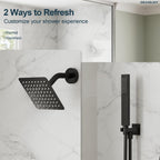 Wall Mount Shower System with Handheld Shower, Matte Black