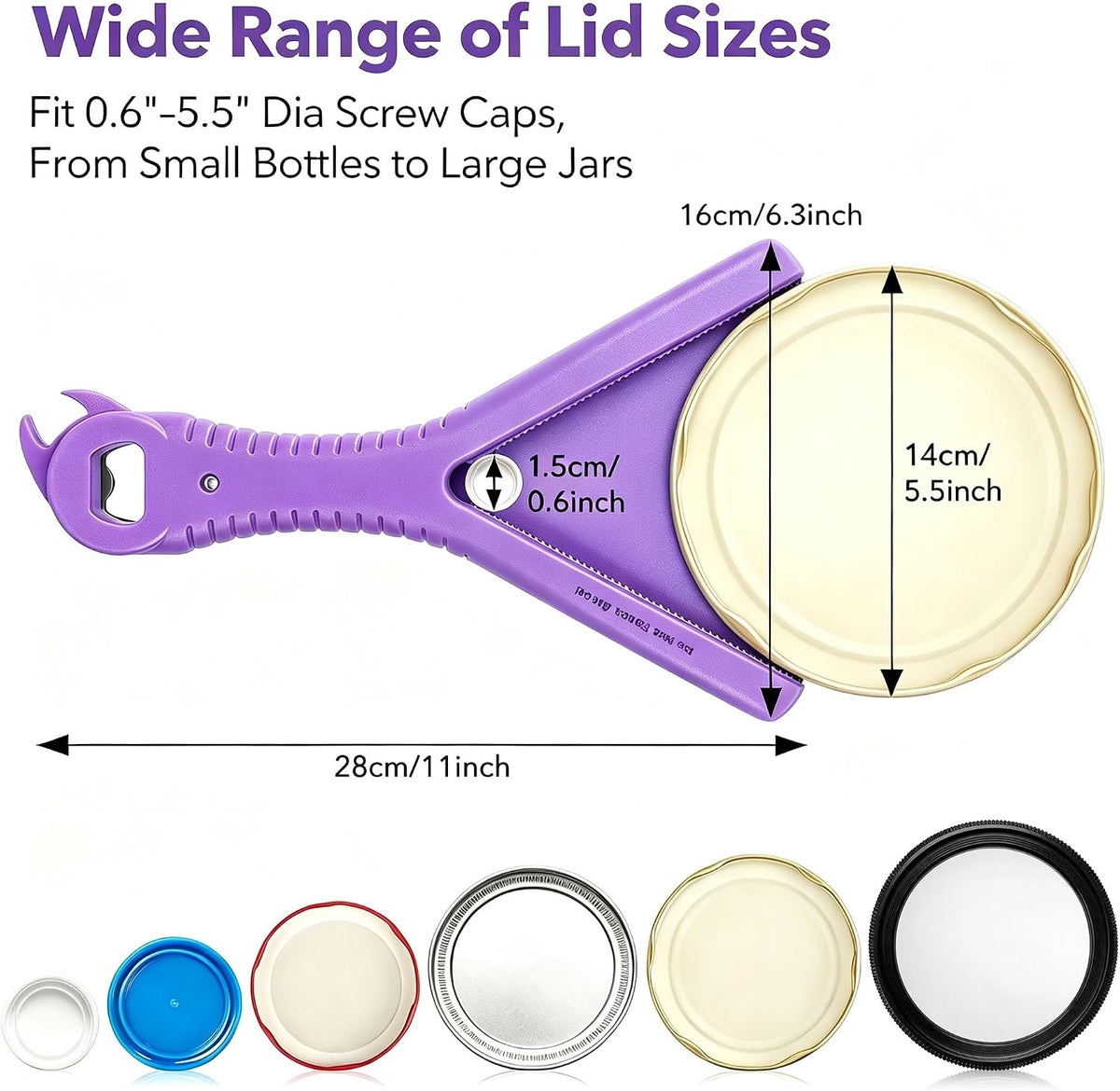 Jar Bottle Opener, Seniors Week Hand, Secure Grip Wide Size Lid,Long Handle