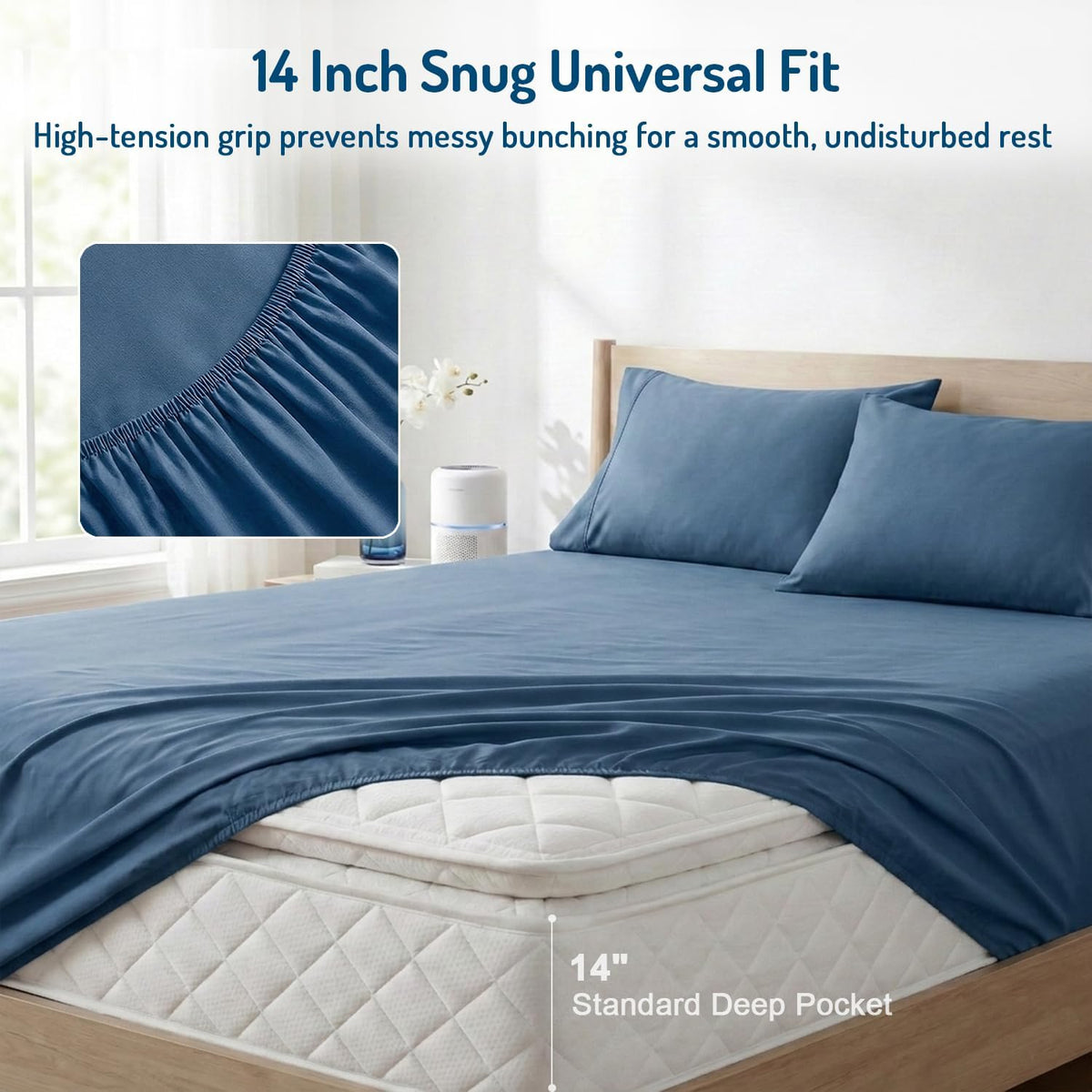 Coolmax® Cooling Sheets for Hot Sleepers, Queen Size, Teal Blue