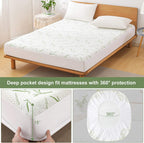 Twin Mattress Protector Waterproof Mattress Pad Washable Bamboo Rayon Mattress Cover Breathable Noiseless Bed Protector 5" - 21'' Elastic Fitted Deep Pocket