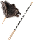 Ostrich Feather Duster 12 Inch Handheld Duster Supplies, Wooden Handle Feather Duster for Cleaning Keyboard Home Car Office (Champagne 5Pcs)
