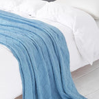 BOURINA Blue Throw Blanket 50x60 Inches Throw Textured Solid Soft Sofa Couch - Image 4