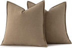MIULEE Decorative Linen Euro Sham Pillow Covers 28x28 Inch Khaki Boho Farmhouse - Image 6