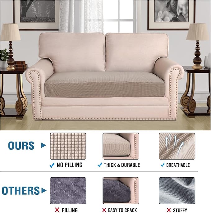 H.VERSAILTEX Super Stretch Individual Seat Cushion Covers Sofa Covers Couch - Image 2