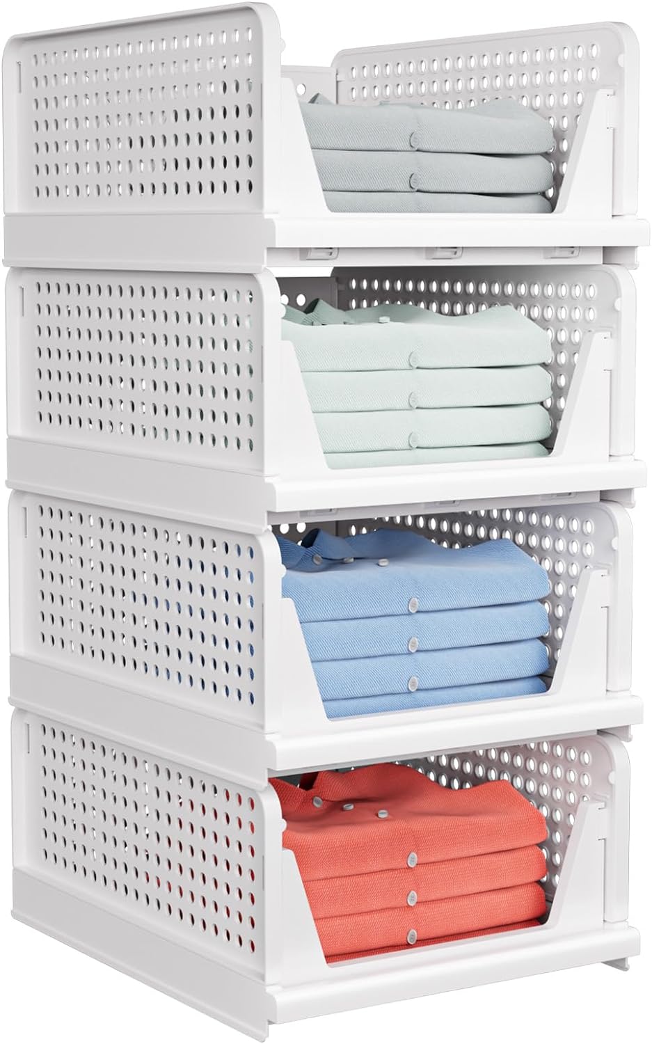 caktraie 5 Pack Stackable Closet Storage Basket - Stackable Storage Bins