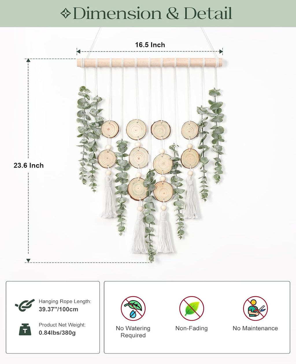 Fake Hanging Eucalyptus Wall Decor with Fake Greenery Leaves, Stems, and Wicker Ball, Artificial Eucalyptus Wall Hanging for Bathroom, Living Room, Bedroom Decor (24" L x 16" W)