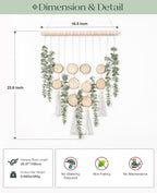 Fake Hanging Eucalyptus Wall Decor with Fake Greenery Leaves, Stems, and Wicker Ball, Artificial Eucalyptus Wall Hanging for Bathroom, Living Room, Bedroom Decor (24" L x 16" W)