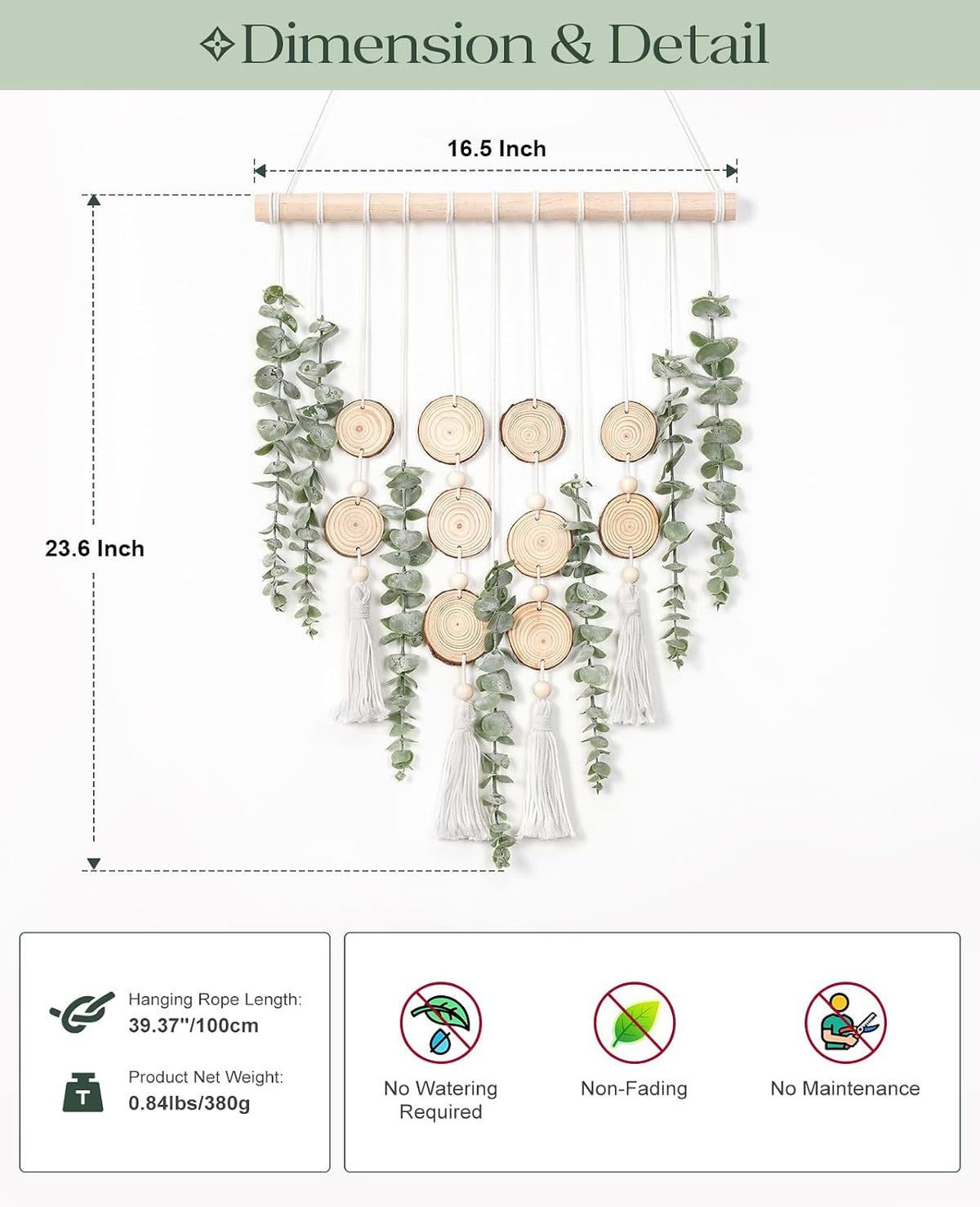 Fake Hanging Eucalyptus Wall Decor with Fake Greenery Leaves, Stems, and Wicker Ball, Artificial Eucalyptus Wall Hanging for Bathroom, Living Room, Bedroom Decor (24" L x 16" W)