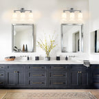 3-Light Bathroom Vanity Light Fixtures, Silver Finish, 17.3''