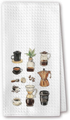 Cute Kitchen Towels - Coffee Bar Illustration with Pour Over, Moka Pot & Cups, Absorbent Dish Towels for Kitchen, Barista-Style Tea Towel, Giftable Housewarming Gifts New Home - 16"x24"(237)