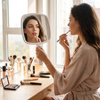 MIRRORVANA Large Hand Mirror with Comfy Handle, 9" x 13" (White)
