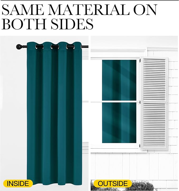NICETOWN Teal Blackout Curtains 84inch Length 2 Panels Set, Grommet Chic - Image 6