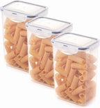 LocknLock Easy Essentials Pantry Rectangular Food Storage Container, 5.5 Cup - Clear (Pack of 3)