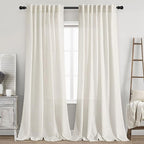 Nanspring Semi Sheer Linen Curtains 90 Inches Long by Nanspring
