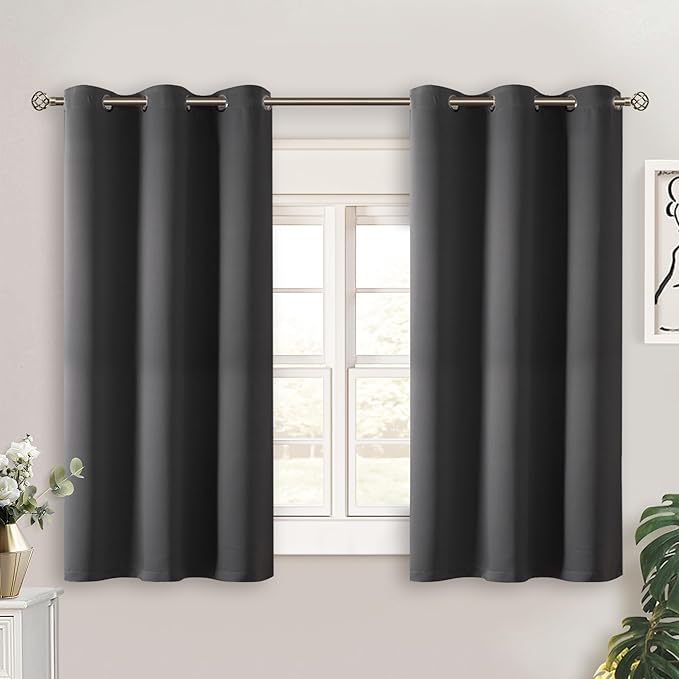 BGment Dark Grey Short Blackout Curtains by BGment