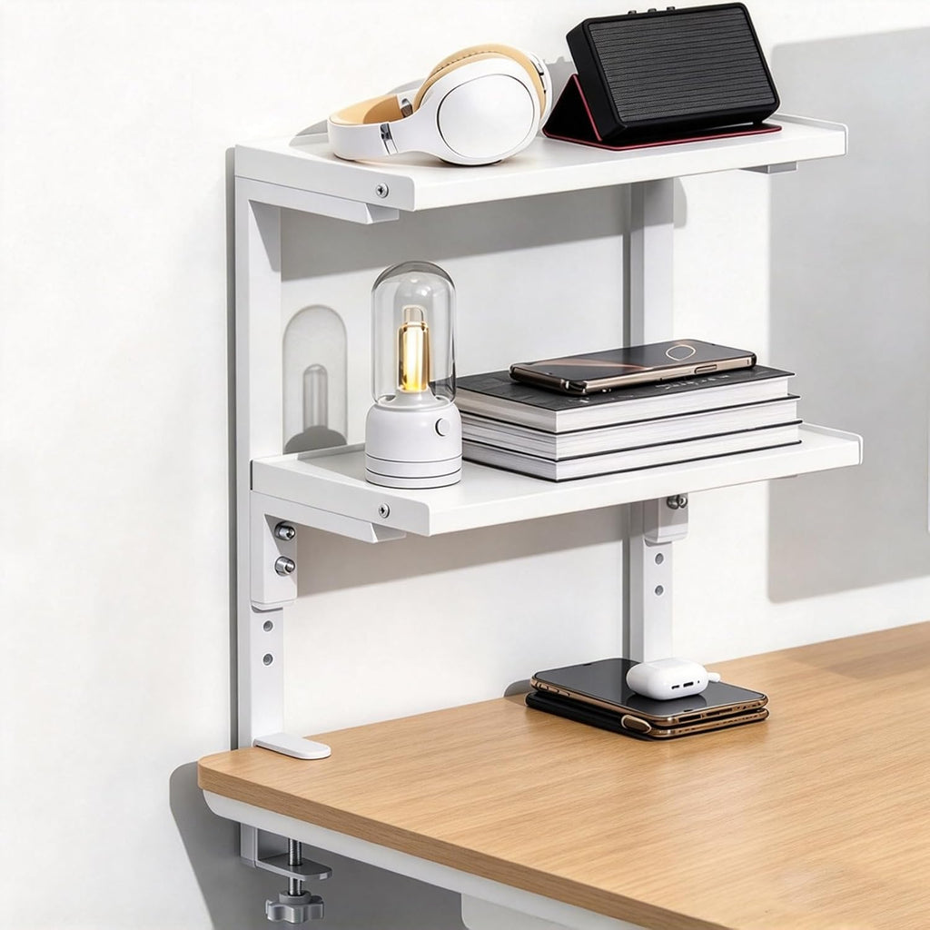 2 Tier Clamp on Desk Shelf (Pink)