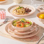 Ceramic Dinnerware Set, Series Kavara Ⅱ, (Pink Peach Blossom)