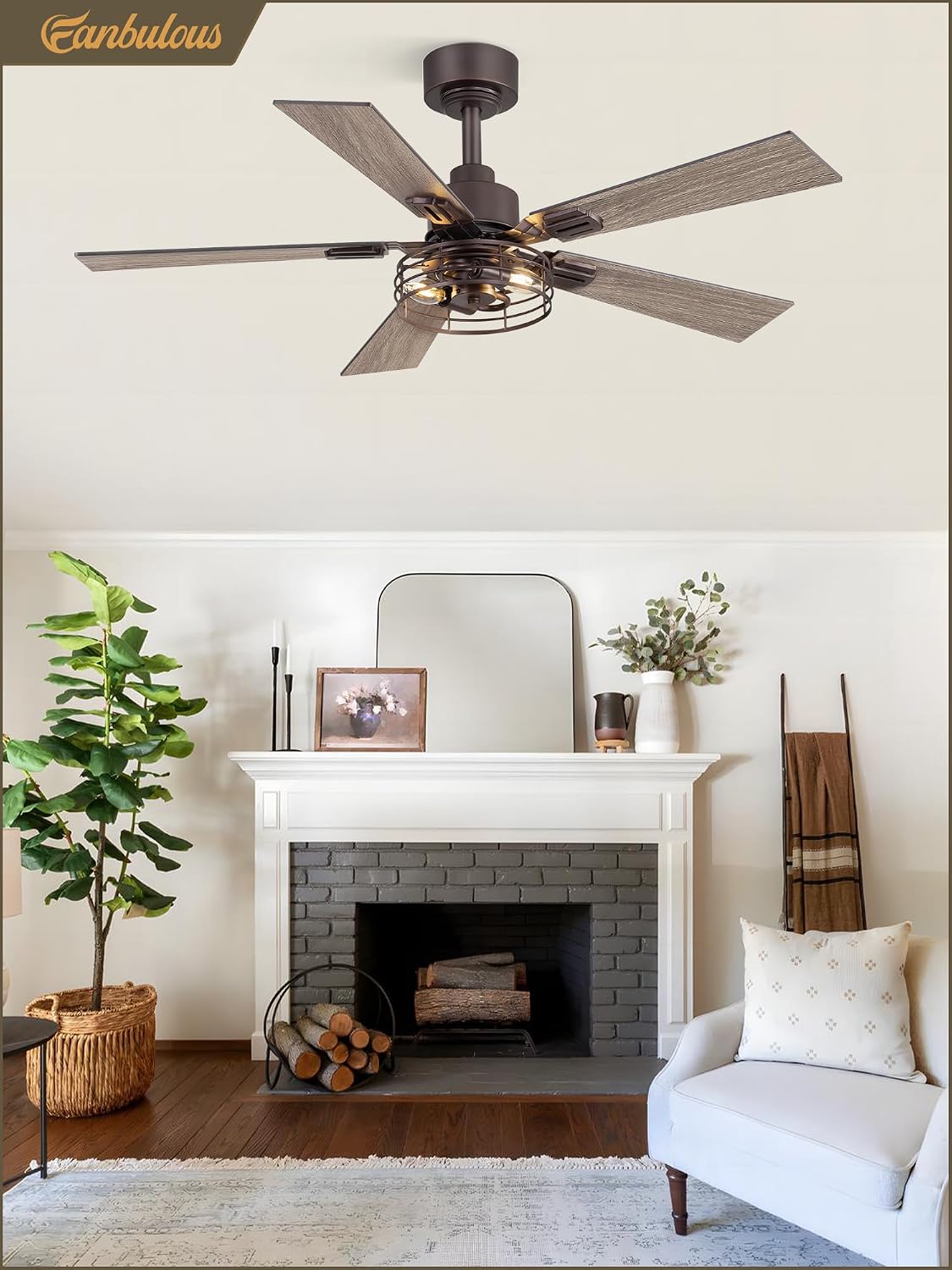 Fanbulous 42 Inch Farmhouse Rustic Ceiling Fan with Light & Remote