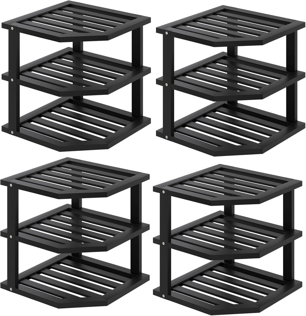 VERTORGAN 3 Tier Bamboo Dish Drying Rack,Corner Shelf 2 Pack(Natural)