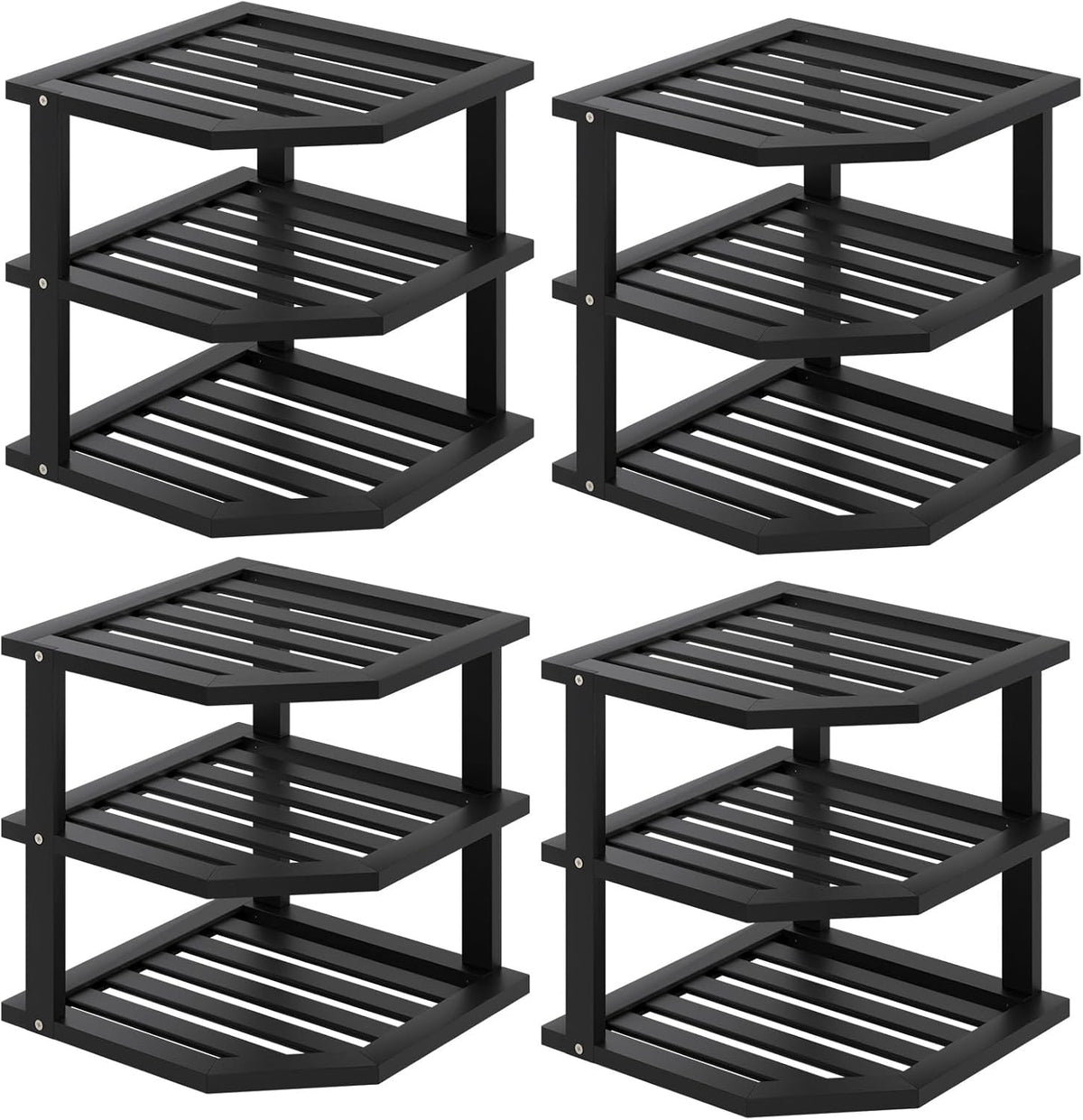 VERTORGAN 3 Tier Bamboo Dish Drying Rack,Corner Shelf 2 Pack(Natural)