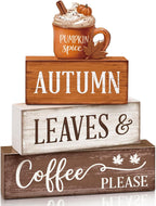 4 Pcs Fall Tiered Tray Decor, Wooden Fall Decorations for Home