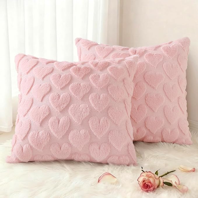 decorUhome Valentine’s Day Soft Plush Throw Pillow Covers 20x20 Inch Set of 2 by decorUhome