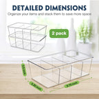 Pantry Organization and Storage Bins with Dividers Kitchen Organizer 2 Pack
