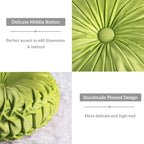 HIG Set of 2 Decorative Round Pleated Throw Pillows, Classy Accent Pumpkin - Image 3