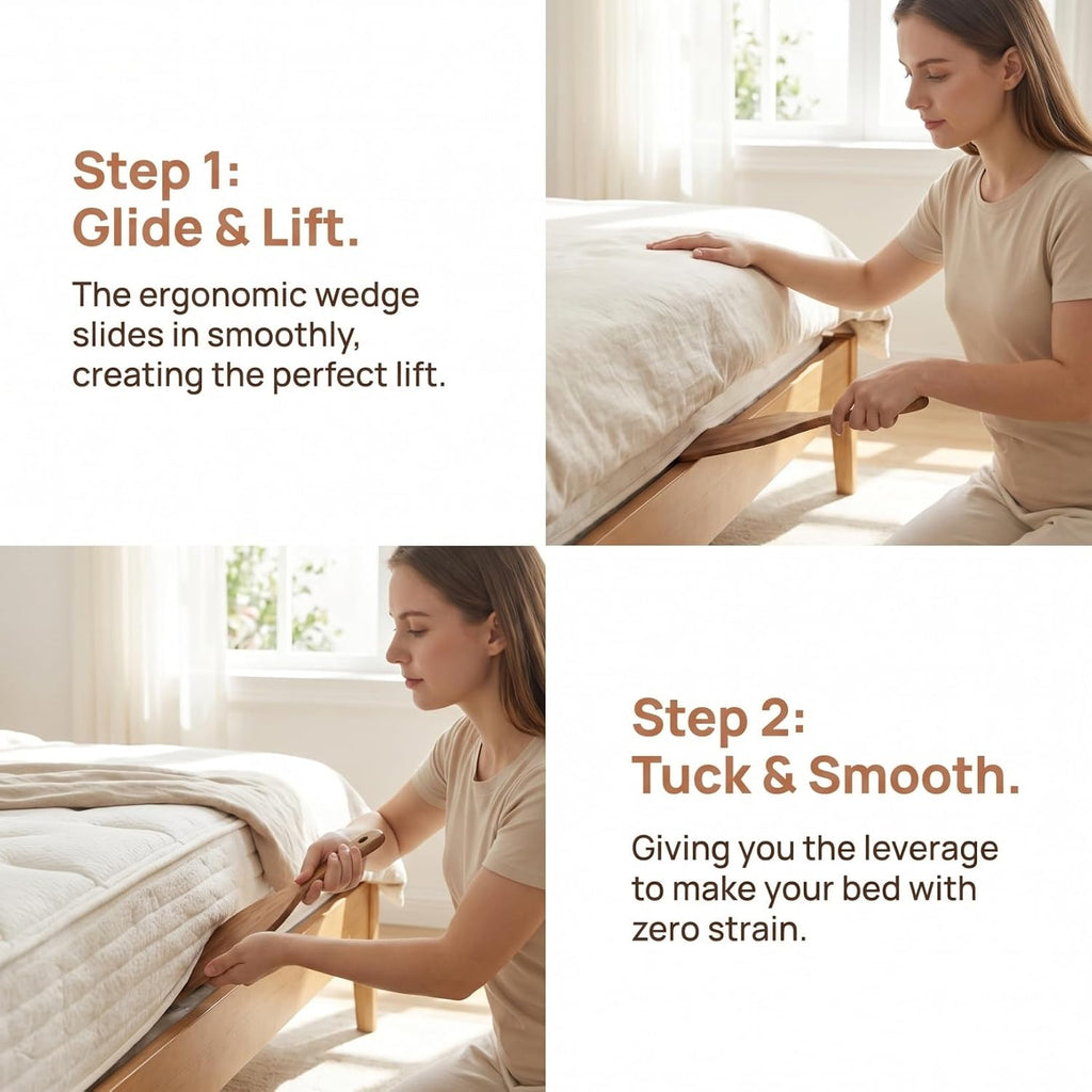 ABOOFAN 2pcs Mattress Lifters Acacia Wood 10.10X2.44X0.47in