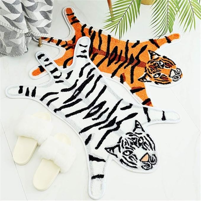 Tiger Print Rug Animal Printed Small Area Rugs Faux Cowhide Skin Leather - Image 7