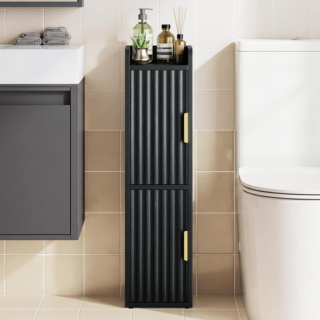 Yoobure Fluted Small Bathroom Storage Cabinet, Narrow Toilet Paper Cabinets