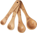 Talisman Designs Laser Etched Beechwood Measuring Spoons | Set of 4 | Honey Bee Design | Natural Wooden Measuring Spoons Set | Cute & Functional Kitchen Tools