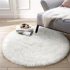 Round Fur Fluffy Area Rug for Bedroom, Cute Furry Nursery Carpet, Plush Shag - Image 9