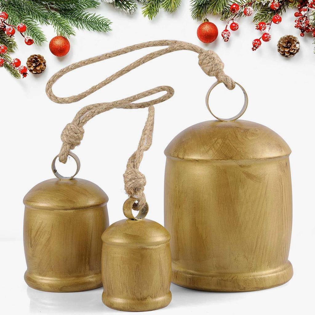Rowfad Decorative Cow Bells, Christmas Bells, Set of 3