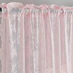 YJ YANJUN Vintage Lace Curtains Pink Boho Floral 80 Inch Curtains - Image 2