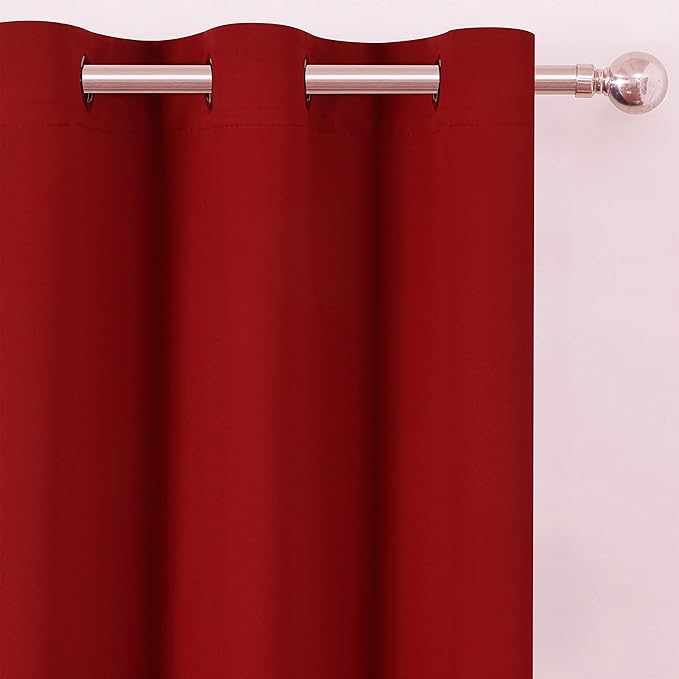 LEMOMO Blackout Curtains 66 x 84 inch/Red Curtains Set of 2 Panels/Thermal - Image 7