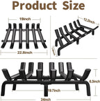 Amagabeli Fireplace Log Grate 24 inch Wide Heavy Duty Solid Steel Indoor Chimney Hearth Fire Grates for fire place Outdoor Kindling Tools Pit Wrought Iron Wood Stove Firewood Burning Rack Holder Black