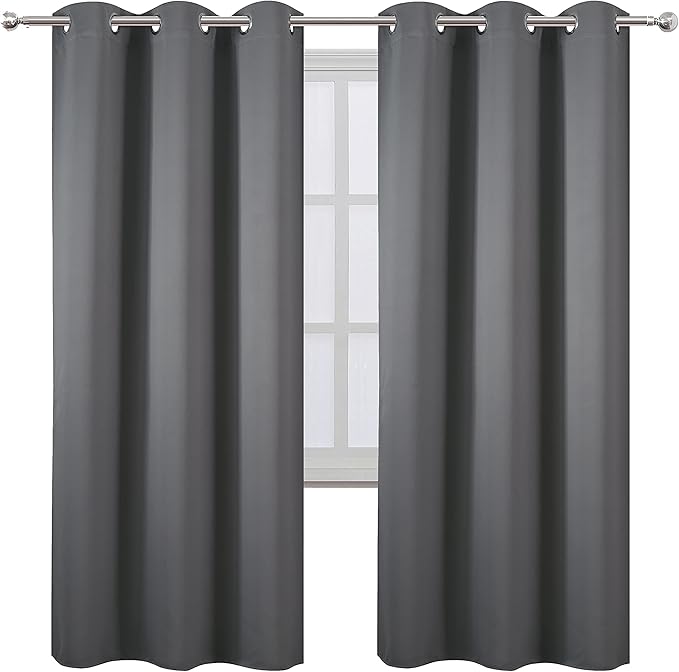 LEMOMO Grey Thermal Blackout Curtains/42 x 72 Inch/Set of 2 Panels Room - Image 2