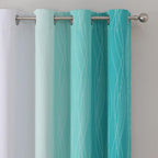 Estelar Textiler Teal and Greyish White Blackout Curtains 63 Inches Long - Image 4
