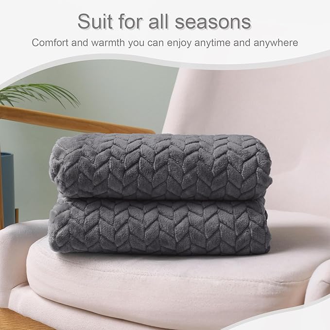 Exclusivo Mezcla Dark Grey Fleece Throw Blanket - Image 5