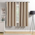 MIULEE 2 Panels Blackout Velvet Curtains Solid Soft Grommet Camel Beige by MIULEE