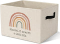 Reading Corner Decor Storage Bin, Boho Rainbow Collapsible Storage