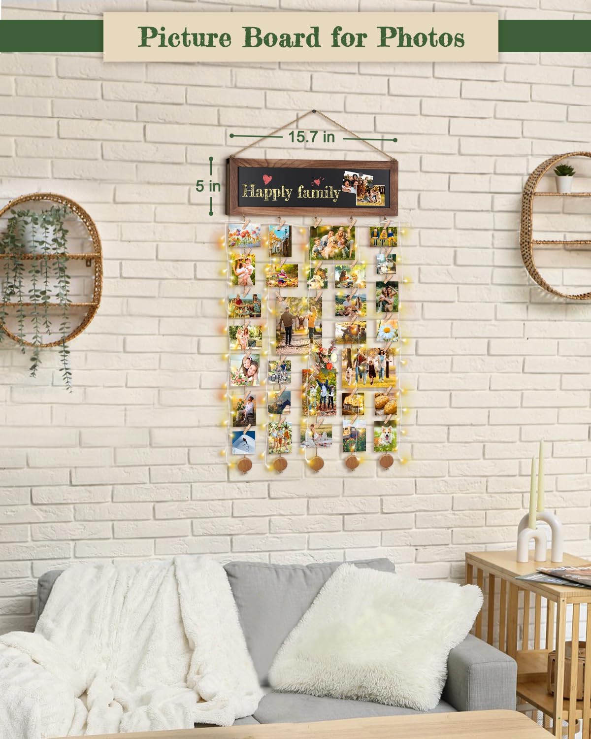 Bikoney Picture Frames Collage Photo Hanging Display with Chalkboard