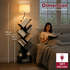XBurmo 6 Tier Tree Bookshelf with Lights - Small Bookcase, Compact Book Tower with Drawer, Corner Bookshelf for Bedroom, Living Room and Home Office Storage, Black