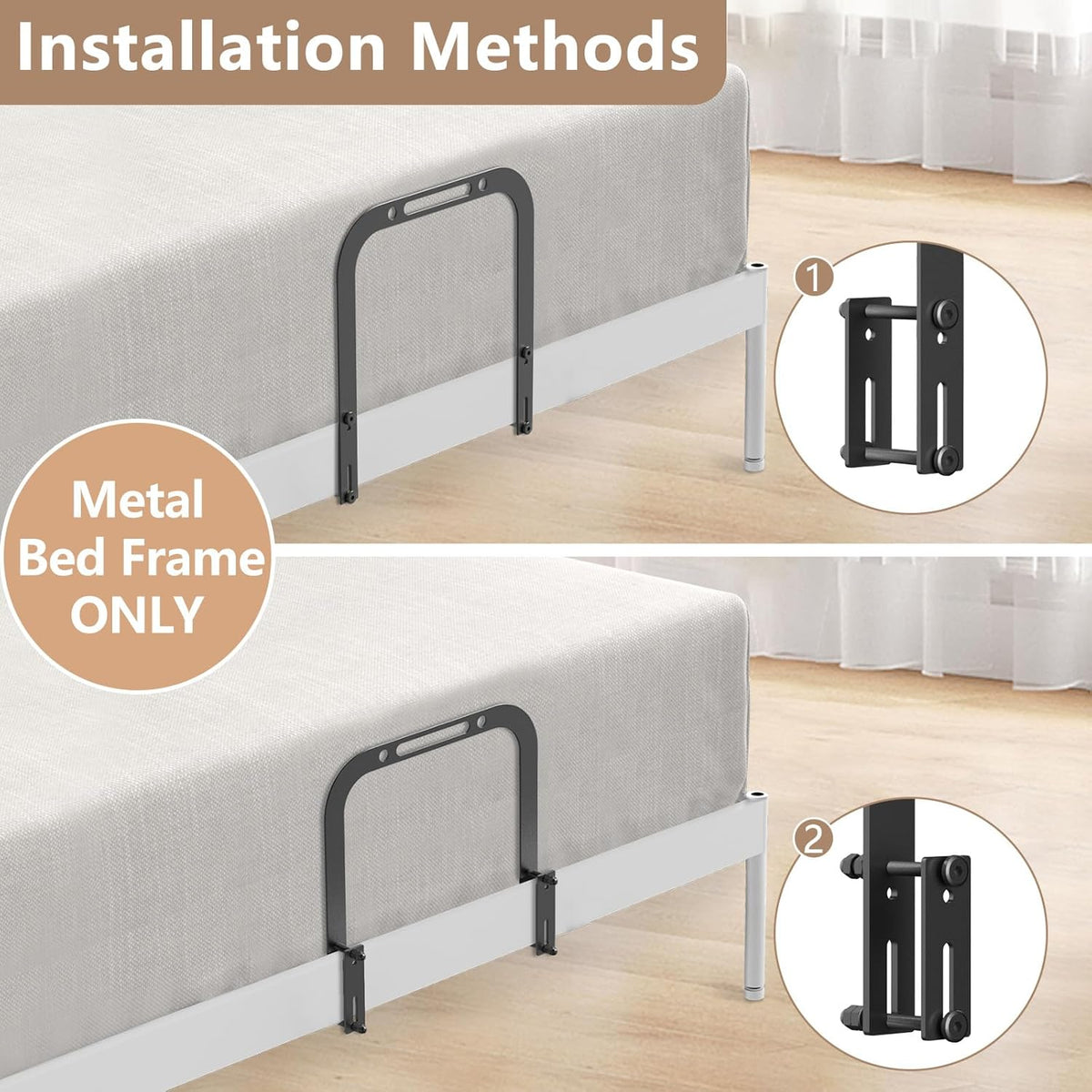 DELLAN 2 Extra Tall Mattress Slide Stopper, Non-Slip Gripper Retainer Bar